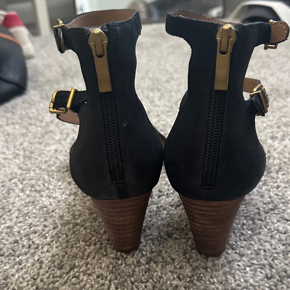 Franco Sarto Black Open-Toe Ankle-Strap low wedge sandal - Picture 3 of 5